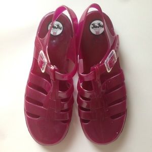 Dark Pink 90's Jellies Jelly Sandals Plastic Shoes